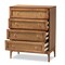 Baxton Studio Ramiel MidCentury Modern Ash Walnut Finished Wood and Rattan 4Drawer Chest 215-12426-ZORO - alternate 5